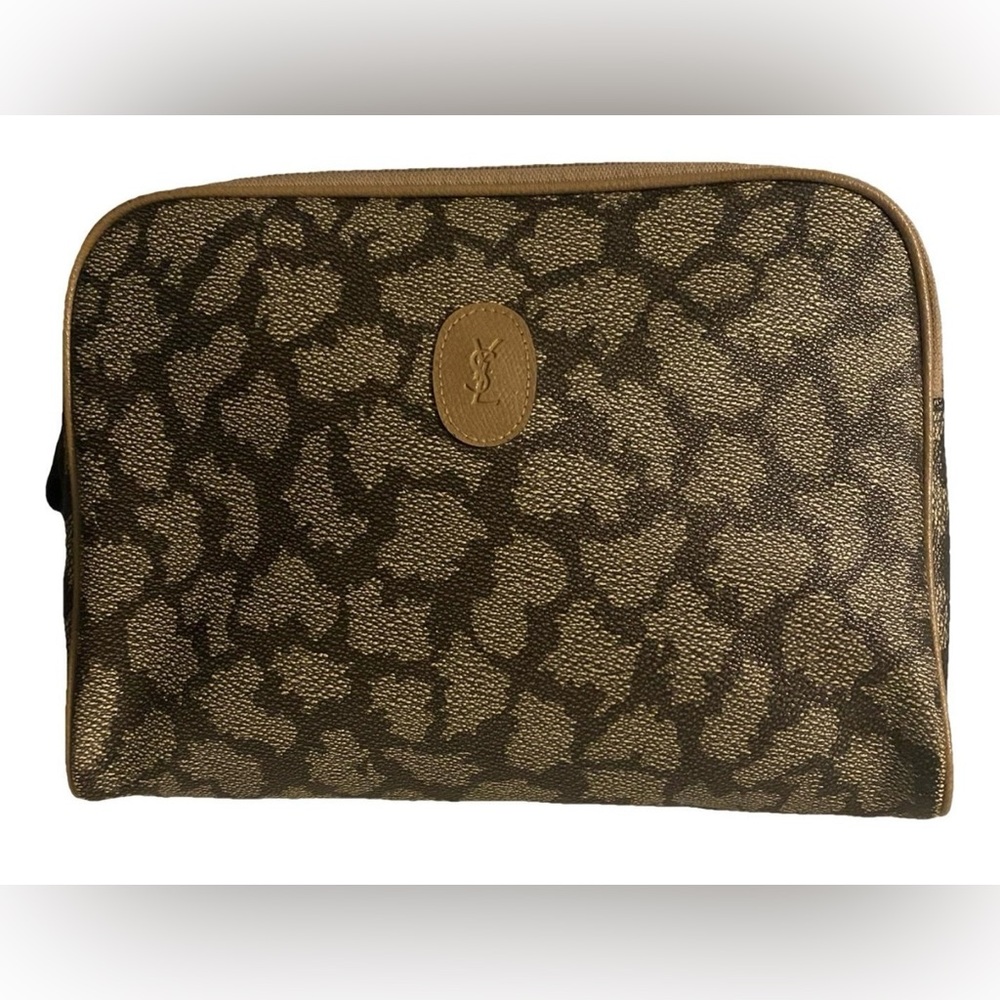 Vintage Yves Saint Laurent Giraffe Print Monogram Patch Pouch